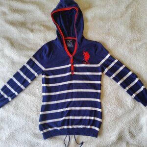 Vintage U.S Polo Assn Striped Cotton Hoodie Small